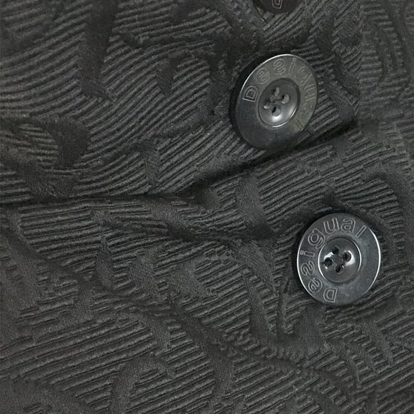 DESIGUAL Long Sleeve Brocade Patterned Collar Button-Down Coat - Picture 4 of 13